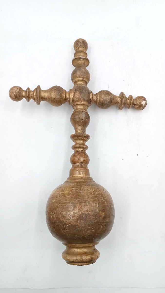 Grande croce processionale legno dorato XVII secolo italia