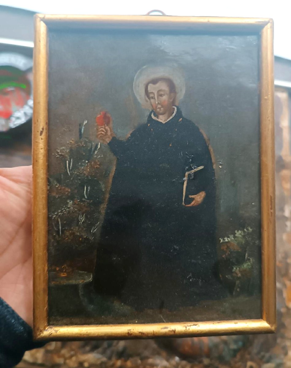 Dipinto su rame raffigurante Santo gesuita scuola spagnola XVIII secolo