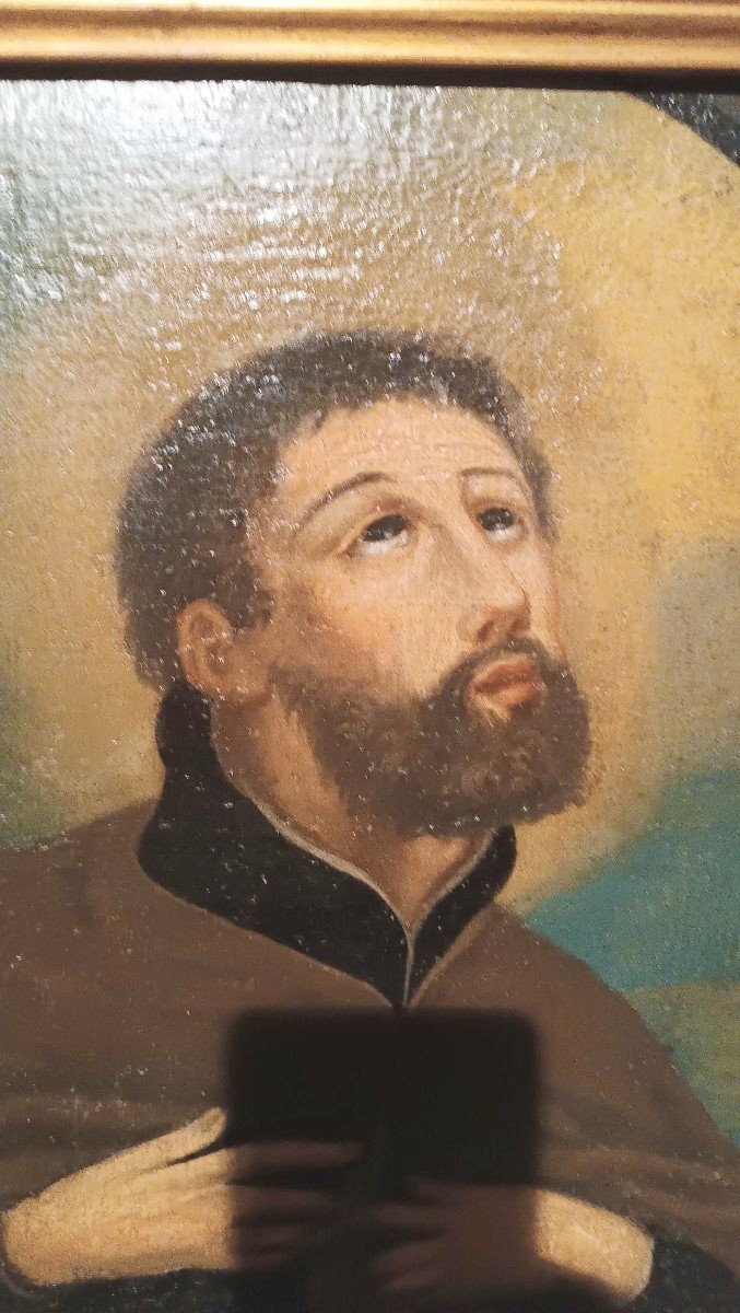 DIPINTO ANTICO OLIO SU TELA XVIII SECOLO SAN FRANCESCO SAVERIO-photo-3