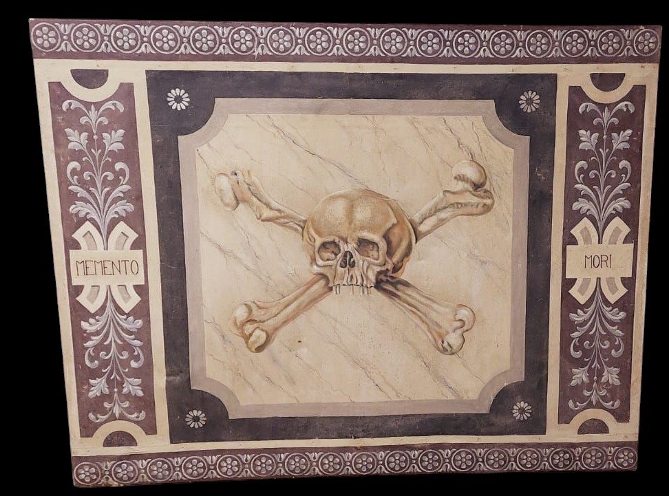 Memento Mori grande dipinto a tempera su tela XVIII secolo .Italia
