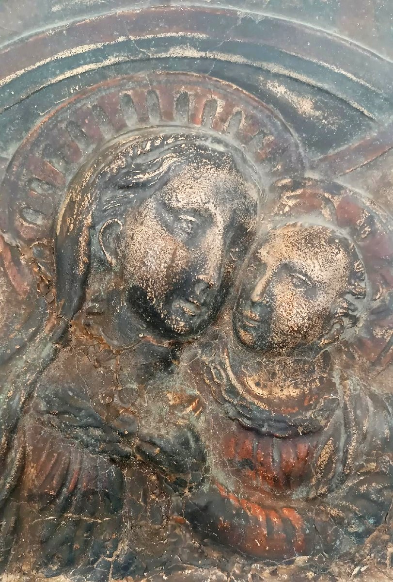Cartapesta  madonna con bambino XVII secolo-photo-3