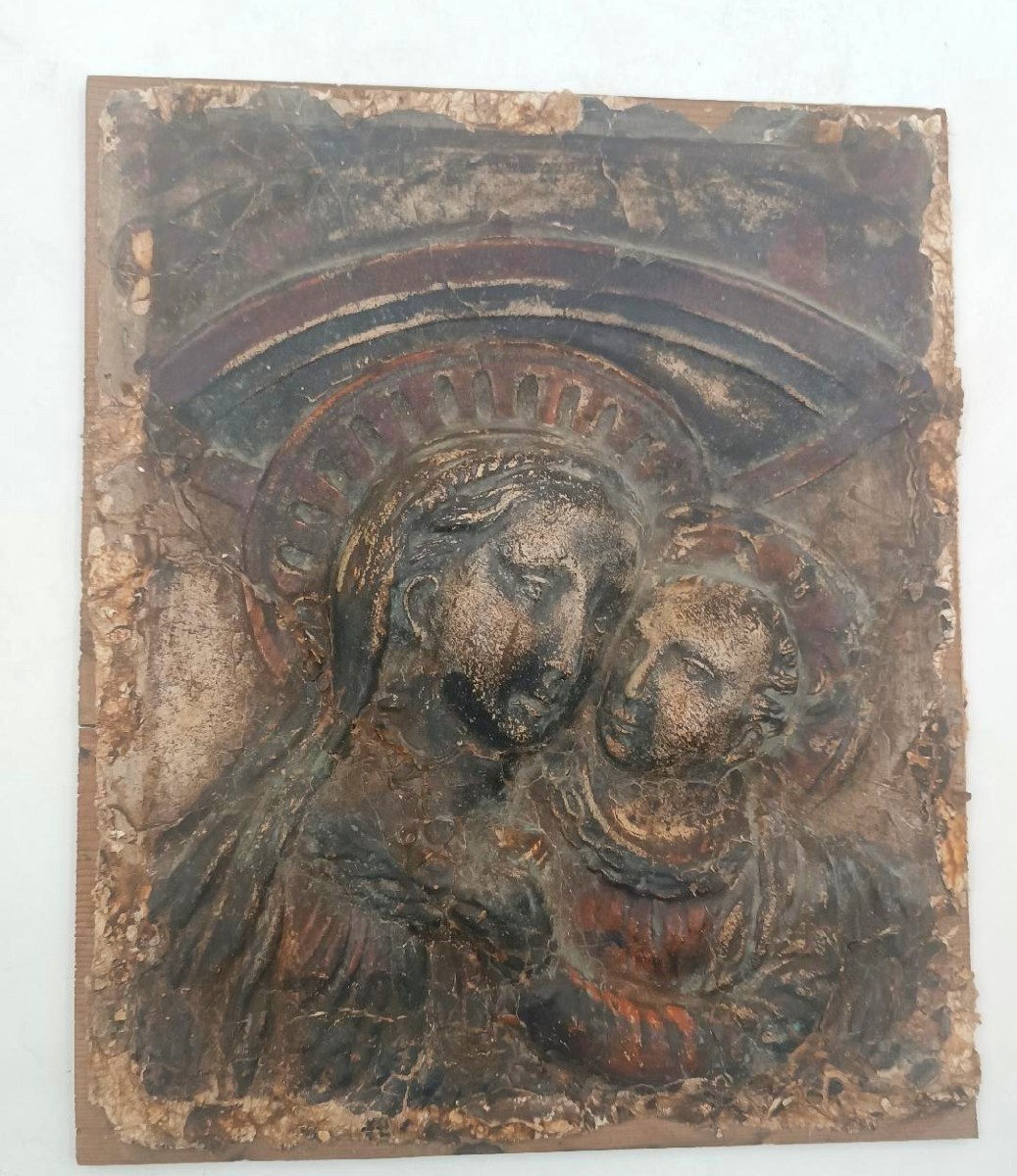 Cartapesta  madonna con bambino XVII secolo