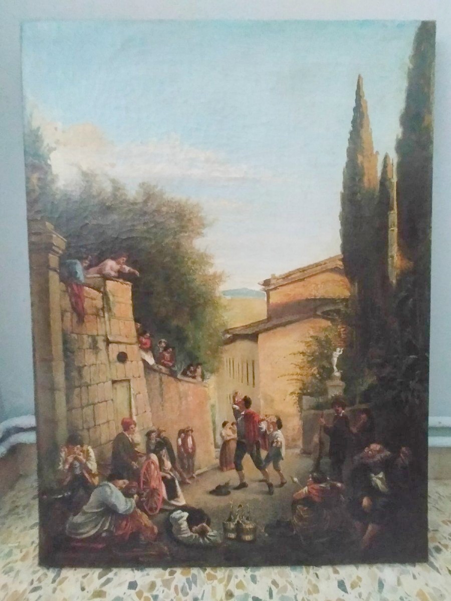 Dipinto olio su tela ,Venuta di garibaldi seconda meta' XIX secolo-photo-4