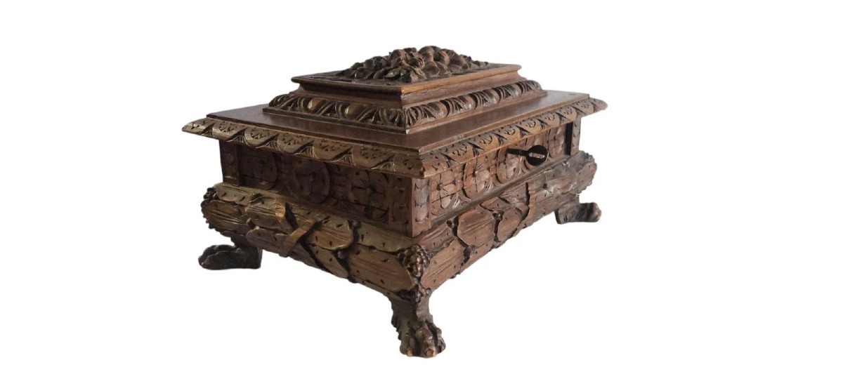 COFANETTO STILE RINASCIMENTO FIORENTINO INTAGLIATO  FINE 800-photo-2
