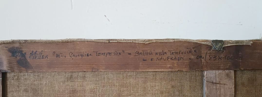 Dipinto olio su tela Fine XVII secolo -scuola fiamminga- Navi in tempesta-photo-5