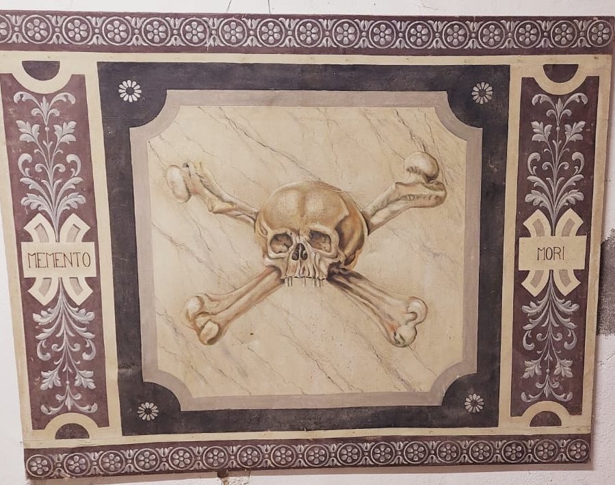 Memento Mori grande dipinto a tempera su tela XVIII secolo .Italia 174 CM-photo-2