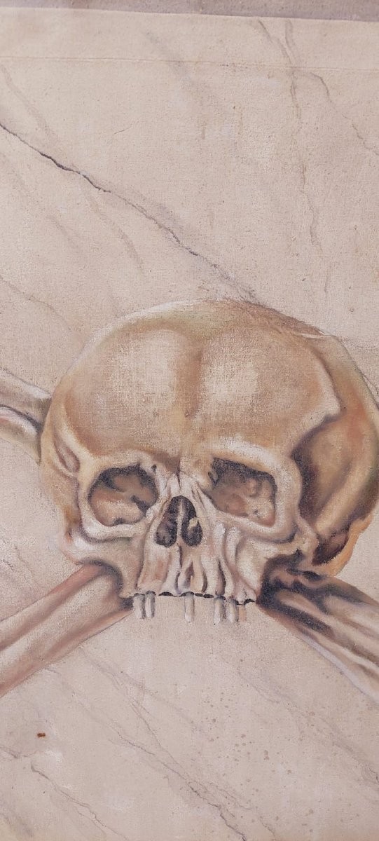 Memento Mori grande dipinto a tempera su tela XVIII secolo .Italia 174 CM-photo-4