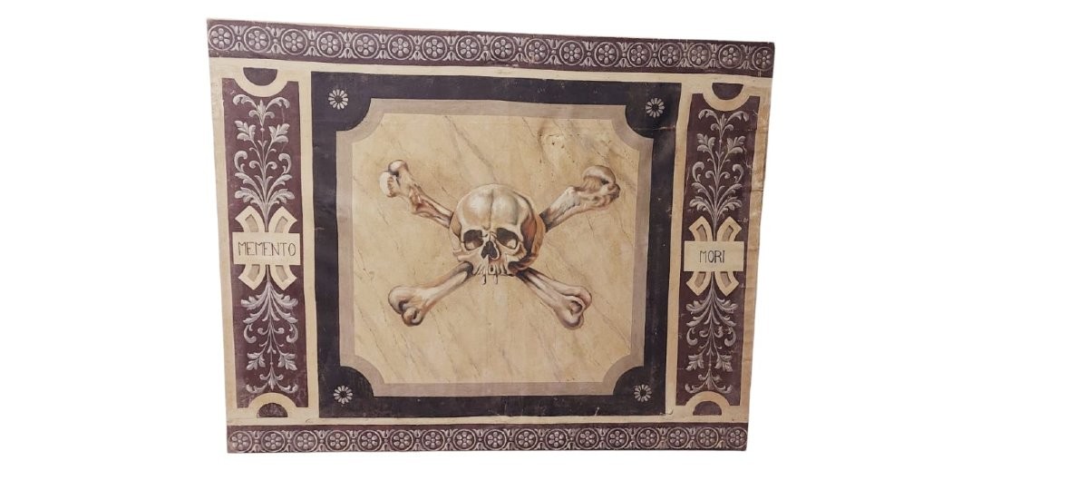 Memento Mori grande dipinto a tempera su tela XVIII secolo .Italia 174 CM-photo-2