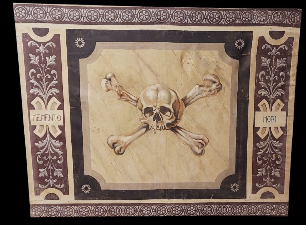 Memento Mori grande dipinto a tempera su tela XVIII secolo .Italia 174 CM