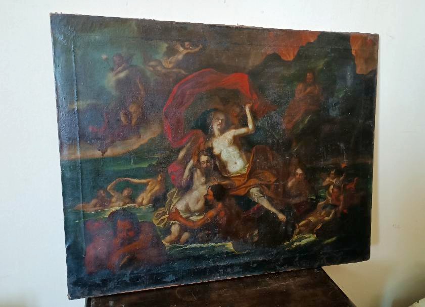 Dipinto olio su tela XVIII secolo,scuola italiana,efesto e afrodite-photo-2