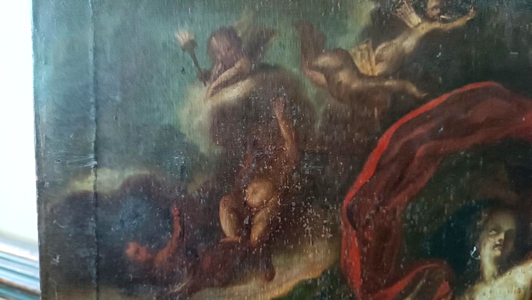 Dipinto olio su tela XVIII secolo,scuola italiana,efesto e afrodite-photo-1