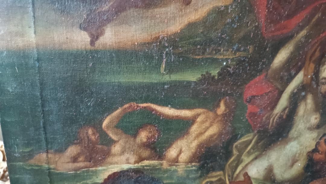 Dipinto olio su tela XVIII secolo,scuola italiana,efesto e afrodite-photo-2