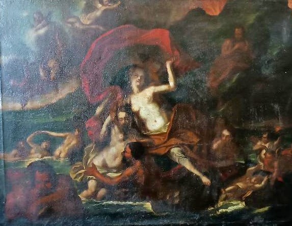 Dipinto olio su tela XVIII secolo,scuola italiana,efesto e afrodite-photo-4