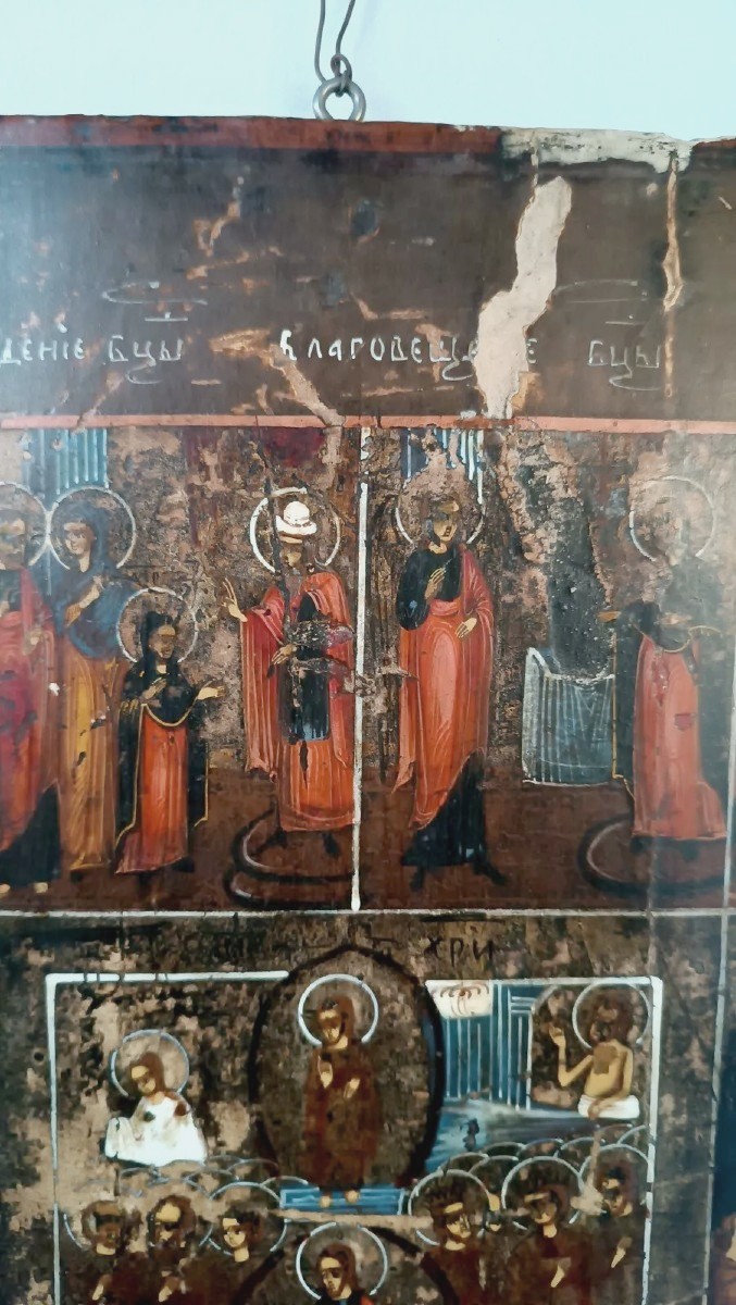 Antica icona russa inizi xix secolo-le 12 feste-photo-2