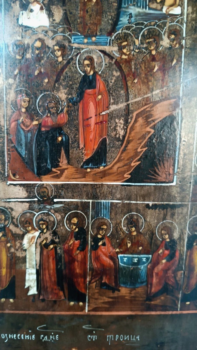 Antica icona russa inizi xix secolo-le 12 feste-photo-5