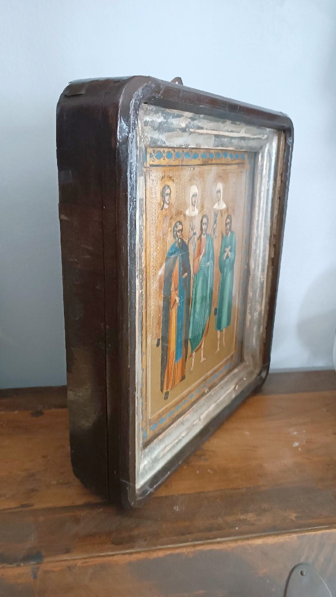 Antica icona russa, inizio XIX secolo-photo-2