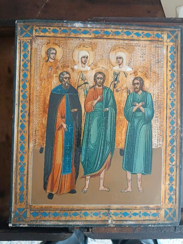 Antica icona russa, inizio XIX secolo-photo-3