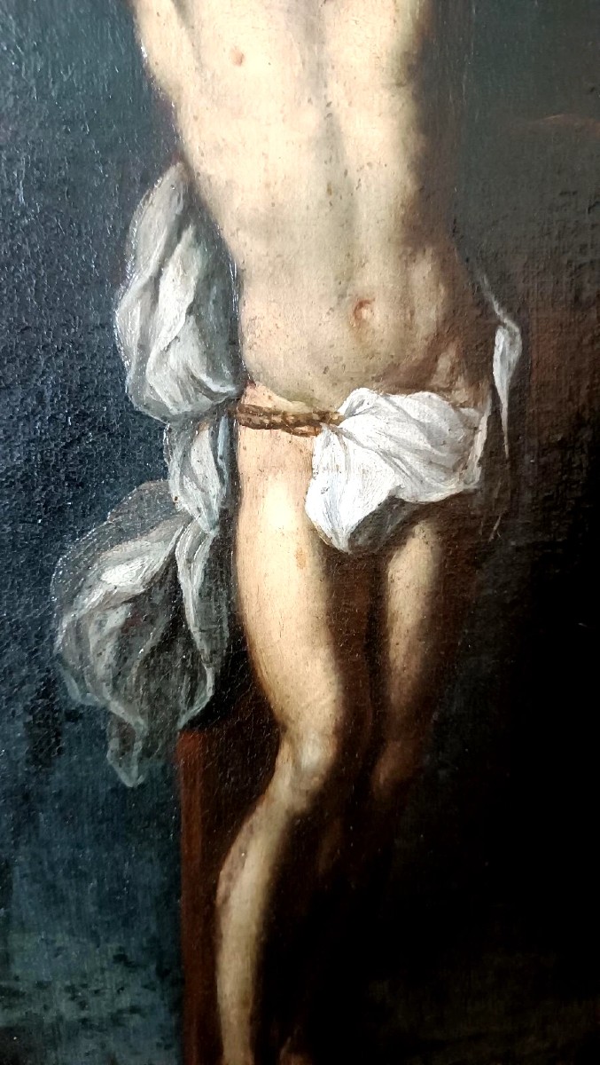 Dipinto antico olio su tela ,cristo crocifisso ,XVII secolo italia-photo-2