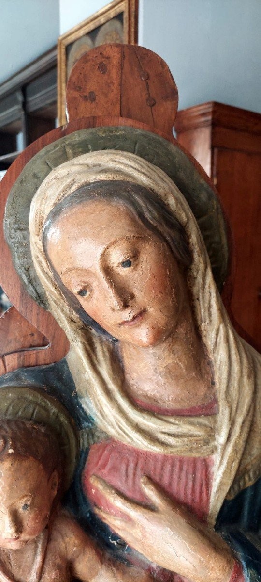 Madonna del latte scultura in cartapesta policroma inizi XVII-photo-1