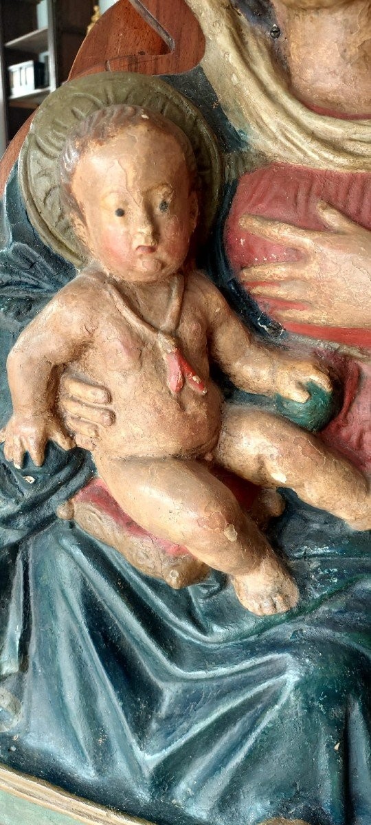 Madonna del latte scultura in cartapesta policroma inizi XVII-photo-3