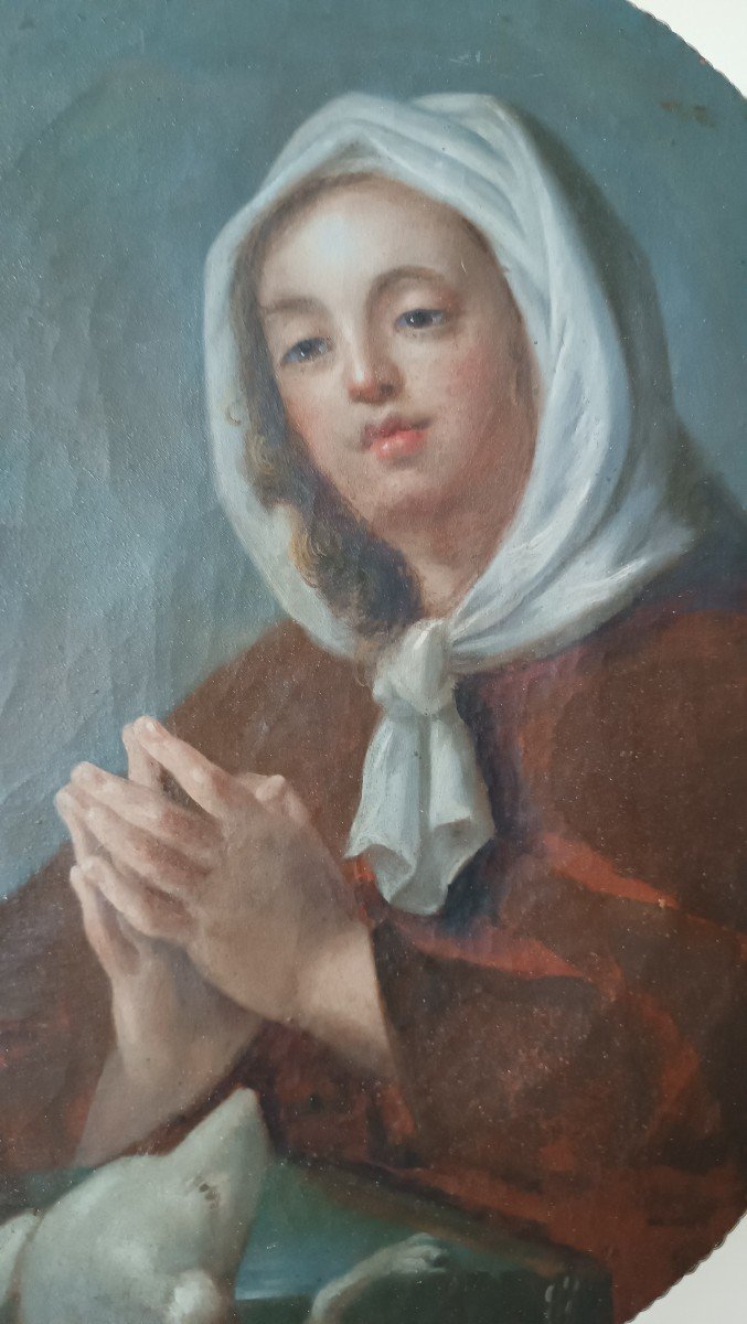 Bellissimo dipinto ovale raffigurante Santa Margherita Da Cortona,scuola toscana XVIII secolo-photo-3