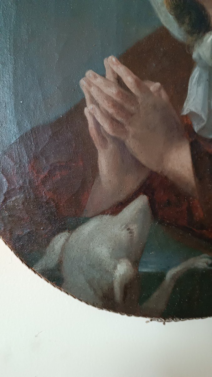 Bellissimo dipinto ovale raffigurante Santa Margherita Da Cortona,scuola toscana XVIII secolo-photo-2