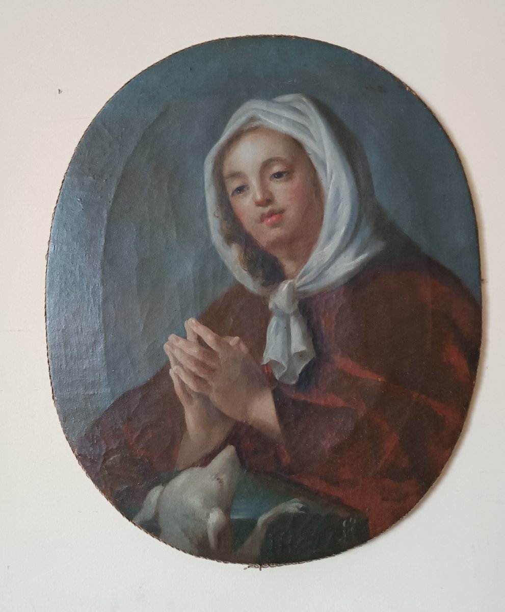 Bellissimo dipinto ovale raffigurante Santa Margherita Da Cortona,scuola toscana XVIII secolo-photo-4