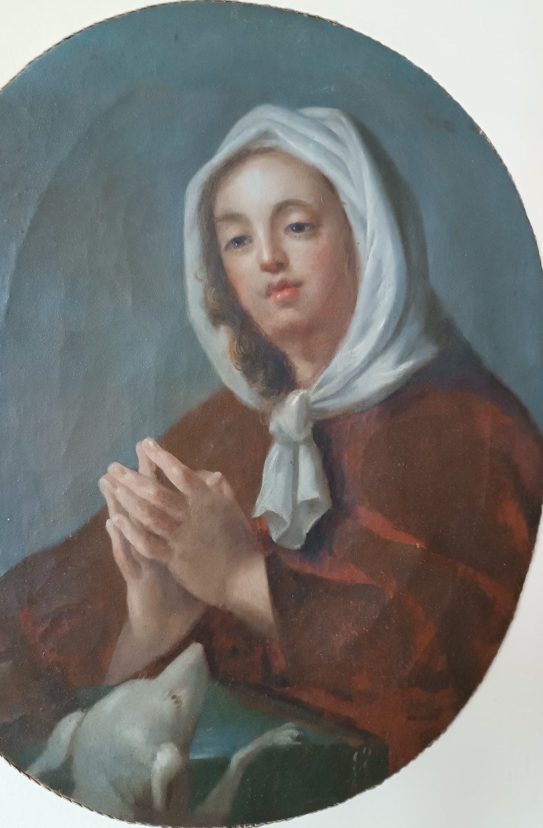 Bellissimo dipinto ovale raffigurante Santa Margherita Da Cortona,scuola toscana XVIII secolo-photo-7