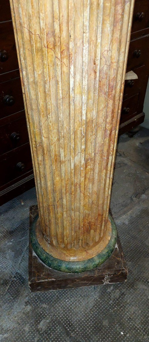 GRANDE COLONNA IN LEGNO LACCATA MARMORIZZATA  IMPERO ORIGINALE PRIMI 800-photo-4