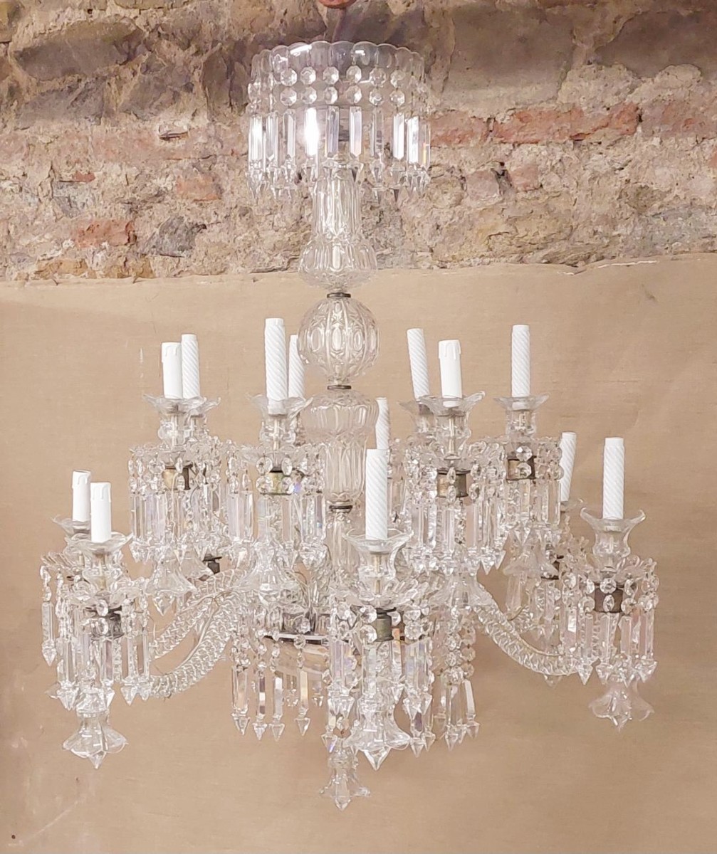 Grande lampadario di cristallo Francia anni '30/'40-photo-2
