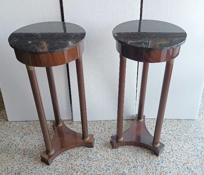 Coppia tavolini gueridon in mogano stile impero-photo-8
