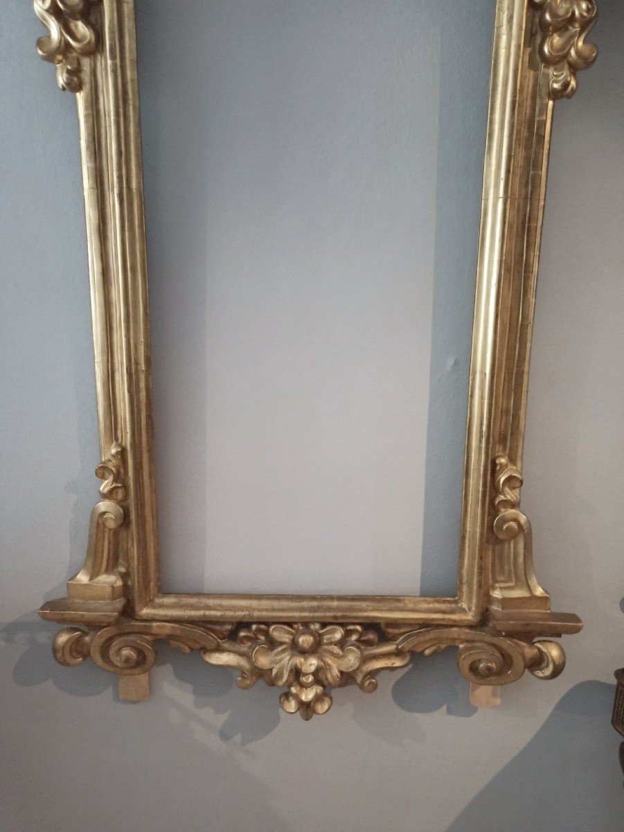 Grande specchiera in legno dorato seconda meta' XVIII secolo Italia-photo-3