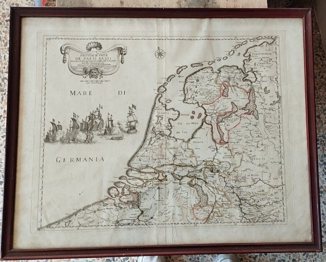 Mappa 1672 Province Dei Paesi Bassi De Rossi /Sanson Originale Antica