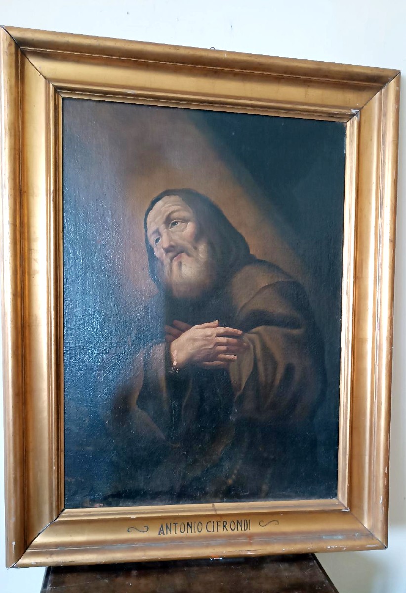 Dipinto antico olio su tela -San Francesco Di Paola -Antonio Cifrondi ( 1656-1730 )-photo-3