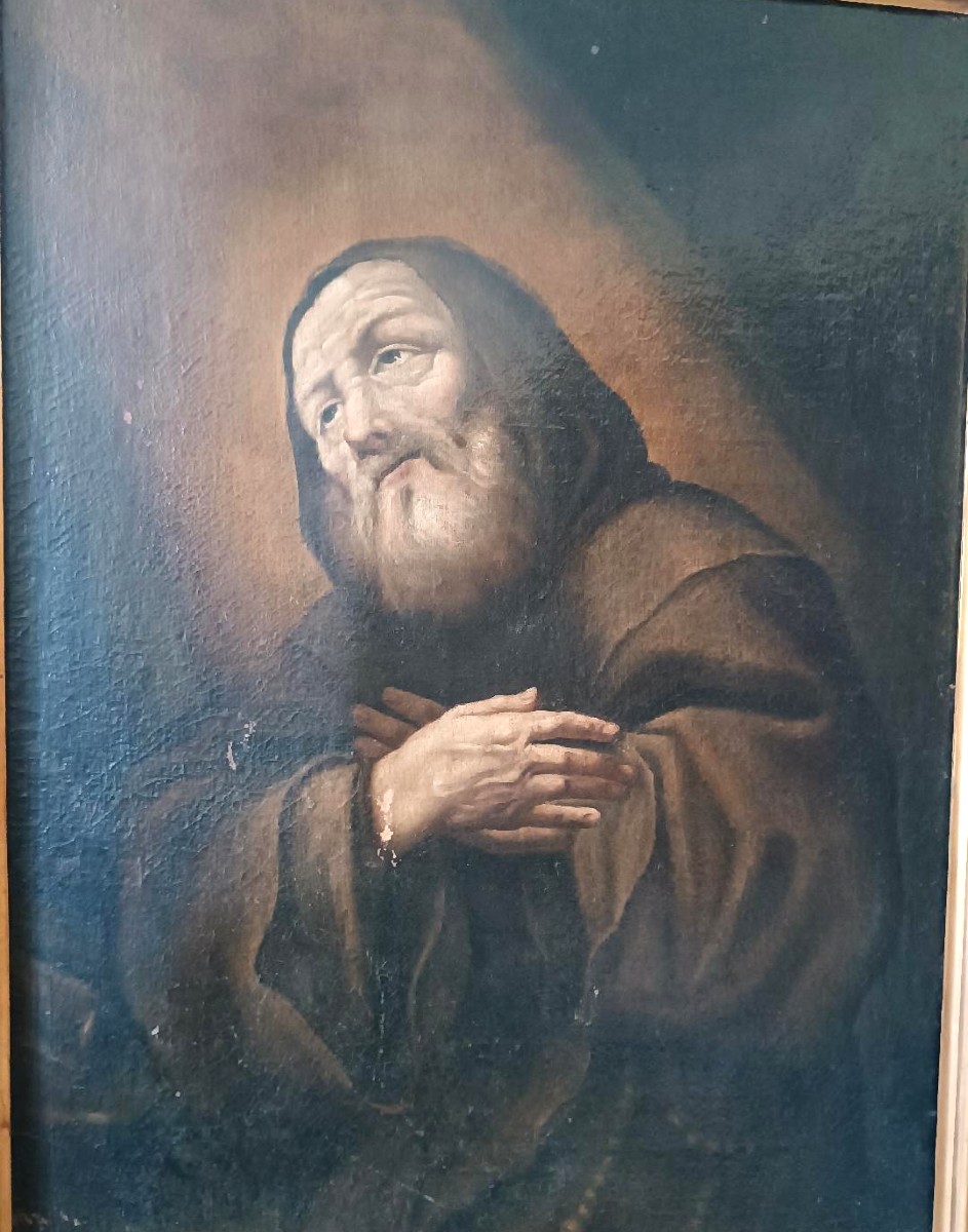 Dipinto antico olio su tela -San Francesco Di Paola -Antonio Cifrondi ( 1656-1730 )-photo-2