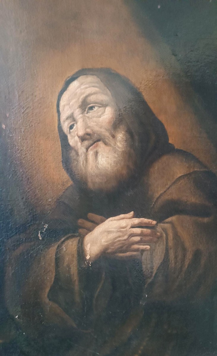 Dipinto antico olio su tela -San Francesco Di Paola -Antonio Cifrondi ( 1656-1730 )-photo-3