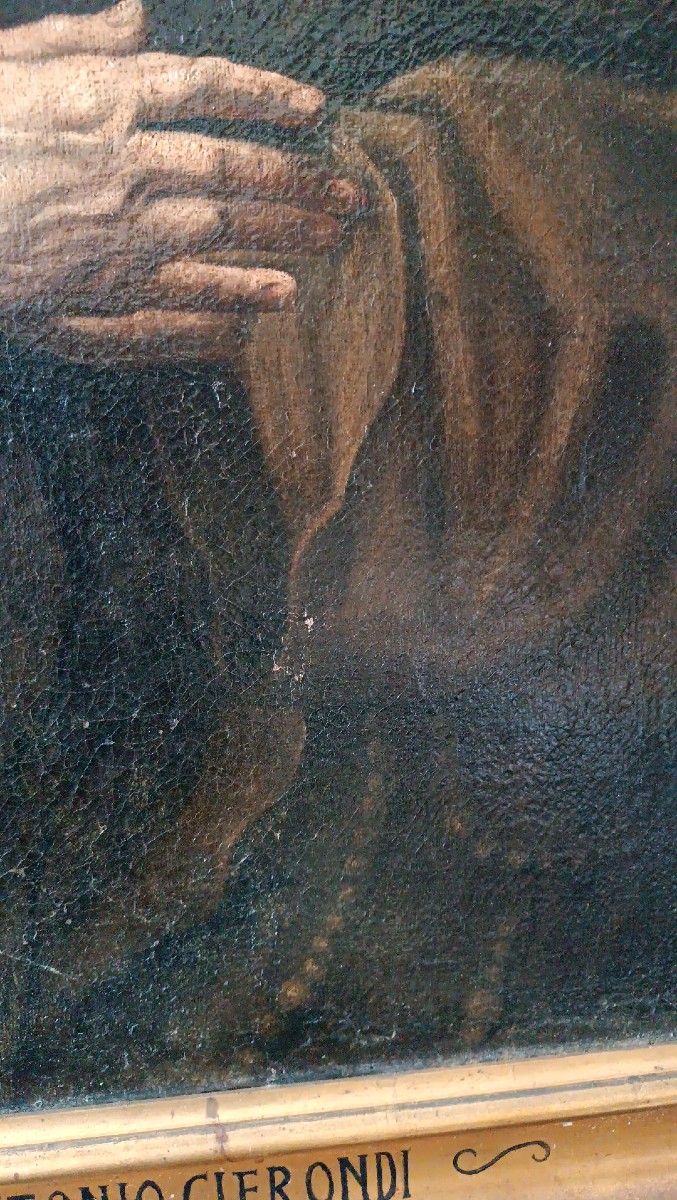Dipinto antico olio su tela -San Francesco Di Paola -Antonio Cifrondi ( 1656-1730 )-photo-7