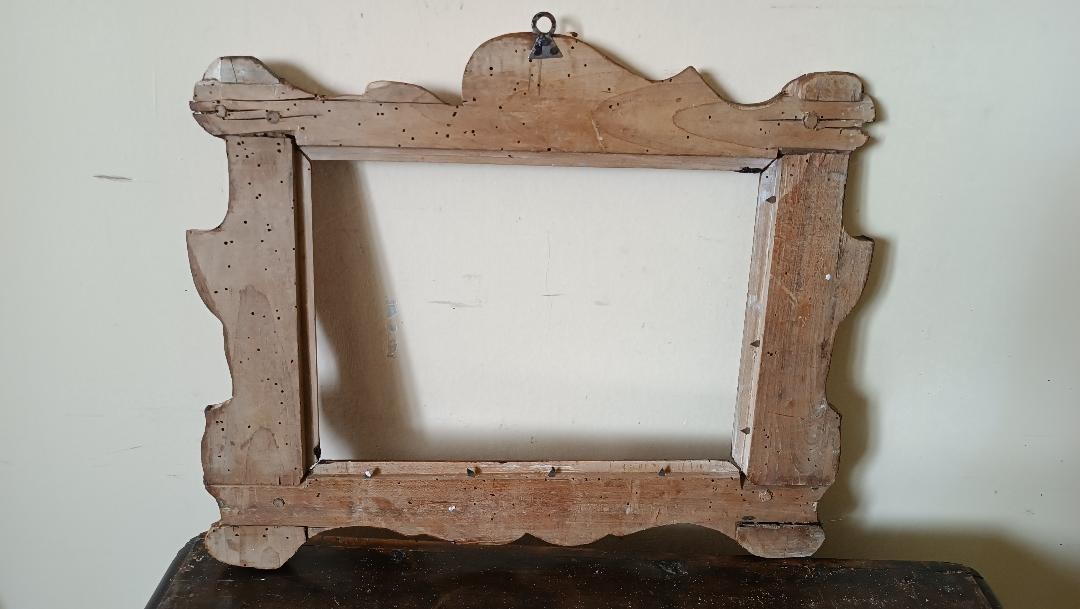 cornice antica in legno di frutto intagliato-photo-2