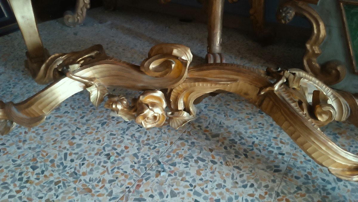 Antico tavolo da centro in legno dorato ,Roma XIX SECOLO-photo-3