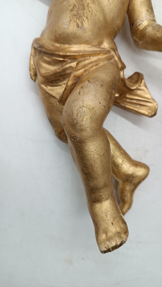 Antica Coppia di angeli dorati in legno_H.40 CM-photo-4