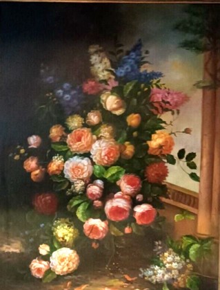 Grande dipinto olio su tela natura morta fiori Arcangelo Monzio Compagnoni-photo-2
