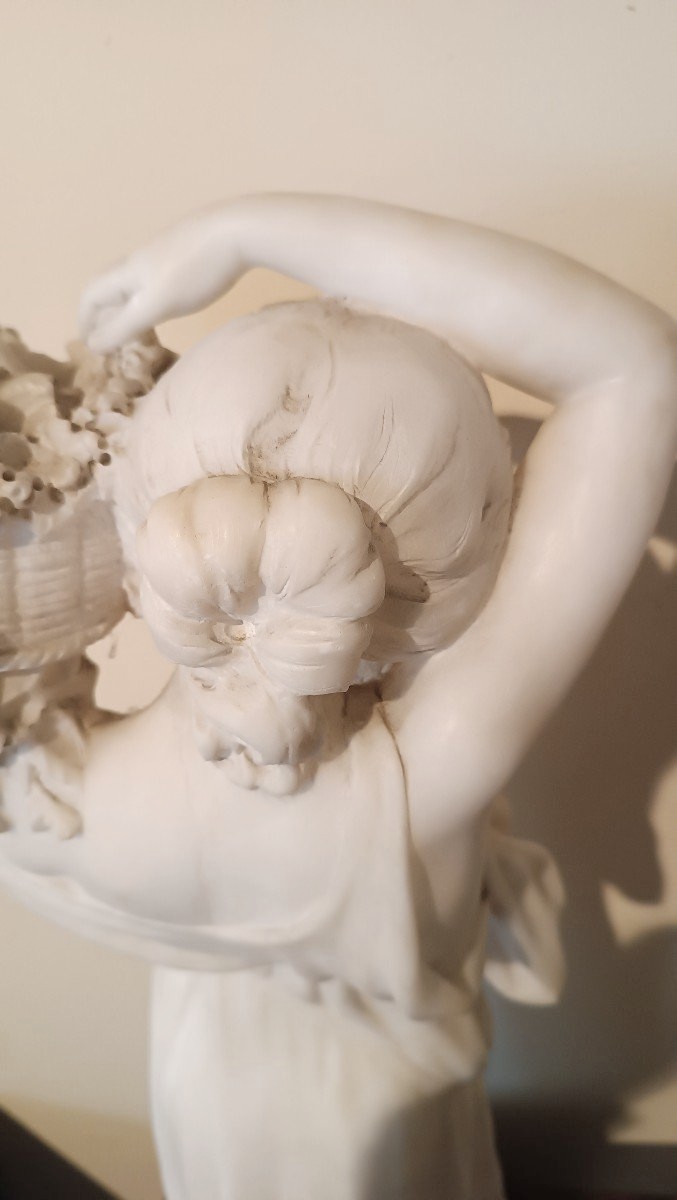 SCULTURA ALABASTRO fioraia FIGURA FEMMINILE DONNA FINE 800 PRIMI 900 ITALIA-photo-7