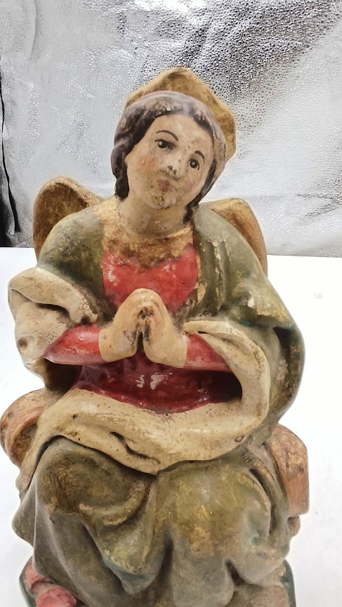 Scultura il legno policromo raffigurante madonna -xviii secolo italia-photo-3