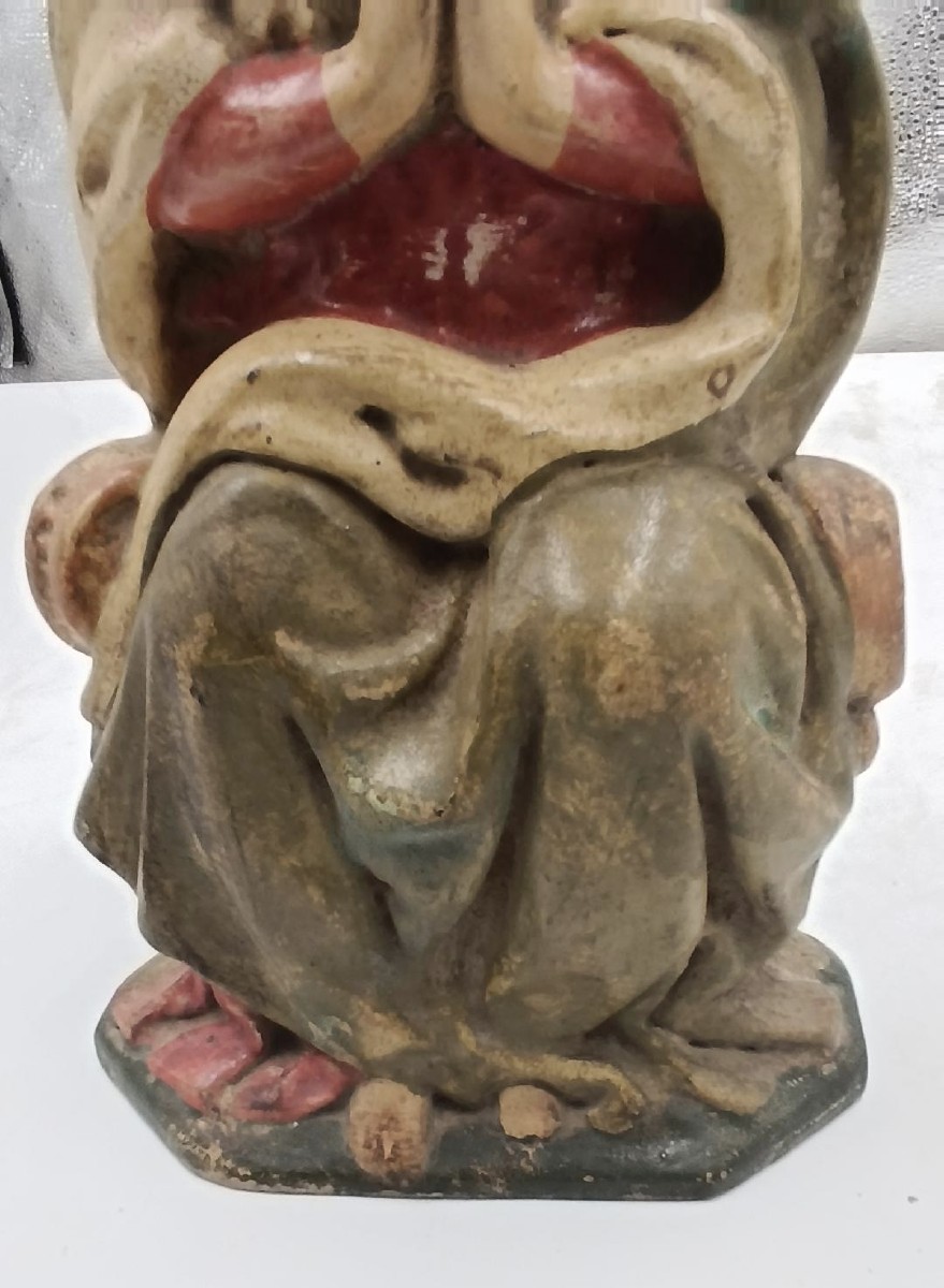 Scultura il legno policromo raffigurante madonna -xviii secolo italia-photo-4