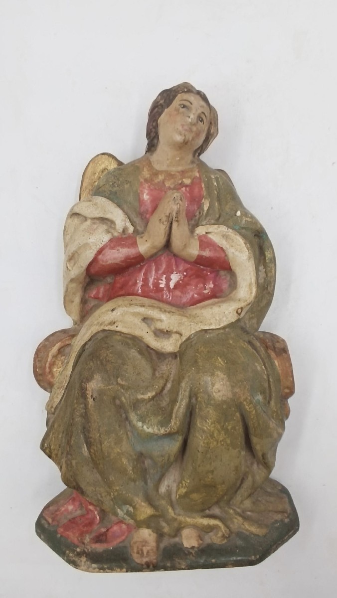 Scultura il legno policromo raffigurante madonna -xviii secolo italia-photo-4