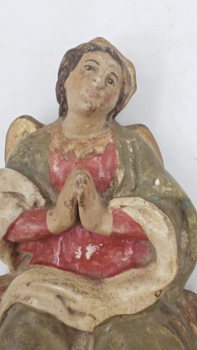 Scultura il legno policromo raffigurante madonna -xviii secolo italia-photo-5