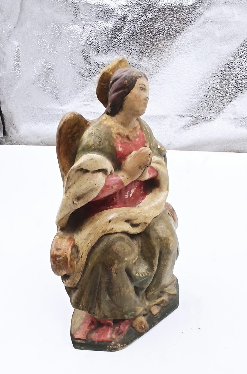 Scultura il legno policromo raffigurante madonna -xviii secolo italia-photo-1