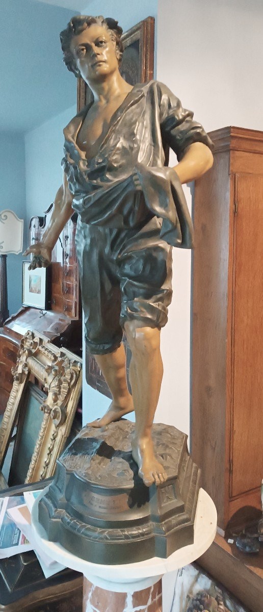  SCULTURA ALLEGORIA DELL'AGRICOLTURA F.TA F. MILLIOT H.103 CM-photo-3