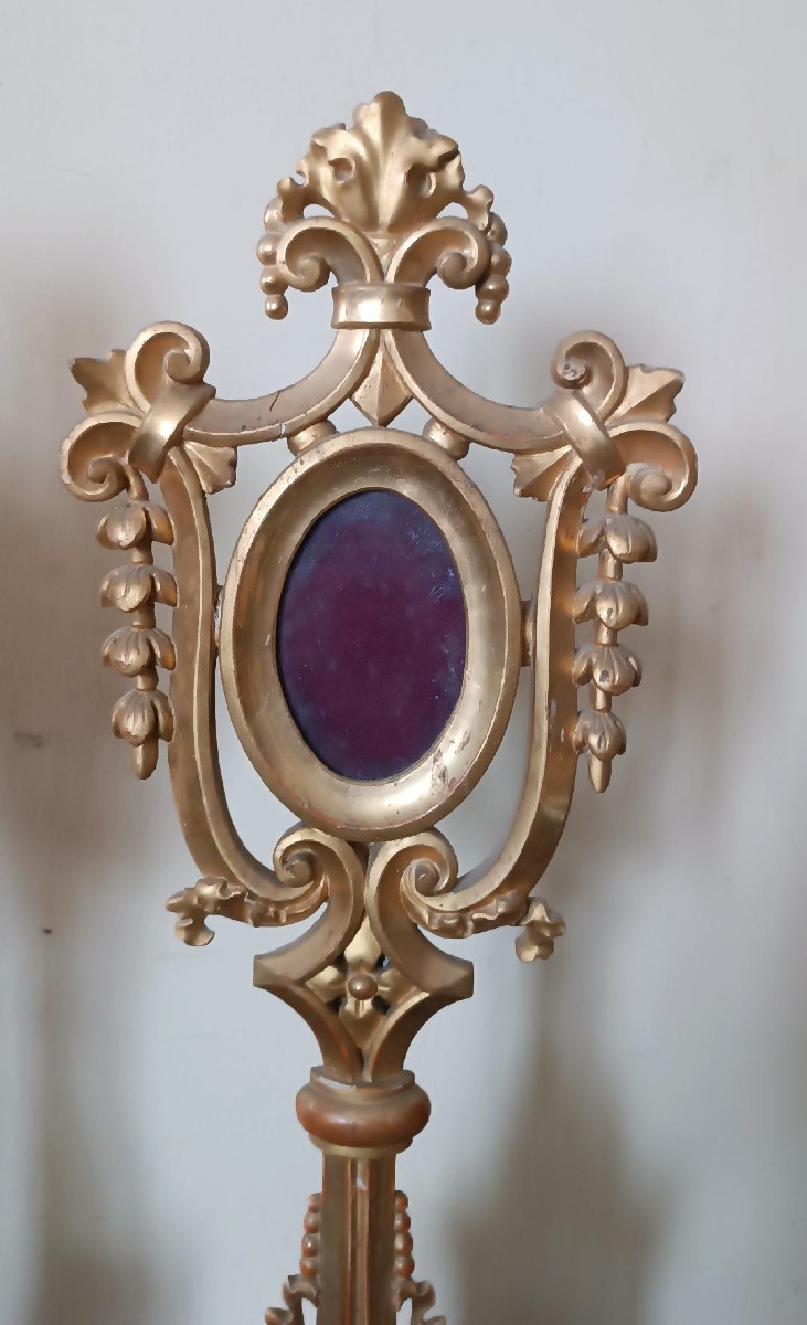 Grande coppia di reliquiari in legno dorato-stile neogotico -h.80 cm-photo-1