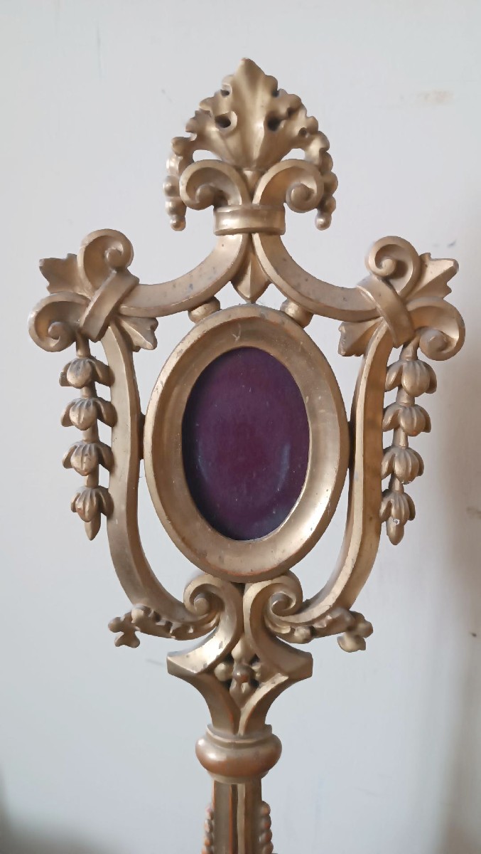 Grande coppia di reliquiari in legno dorato-stile neogotico -h.80 cm-photo-4